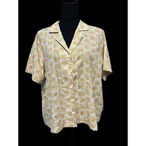 ANA A NEW APPROACH BOTTON DOWN SHIRT SHORT SLEEVE FLORAL PRINT COTTON XL
